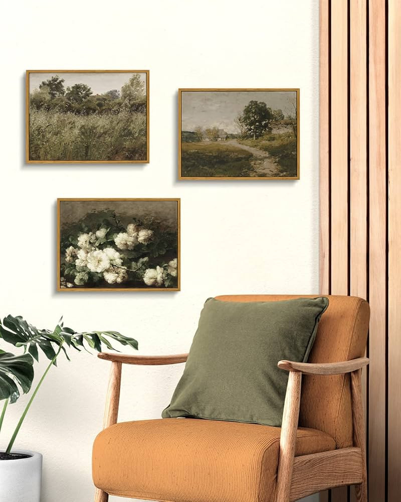 InSimSea Framed Canvas Wall Art Decor, Vintage Wall Art for Living Room Office Bedroom Decor, Vin... | Amazon (US)