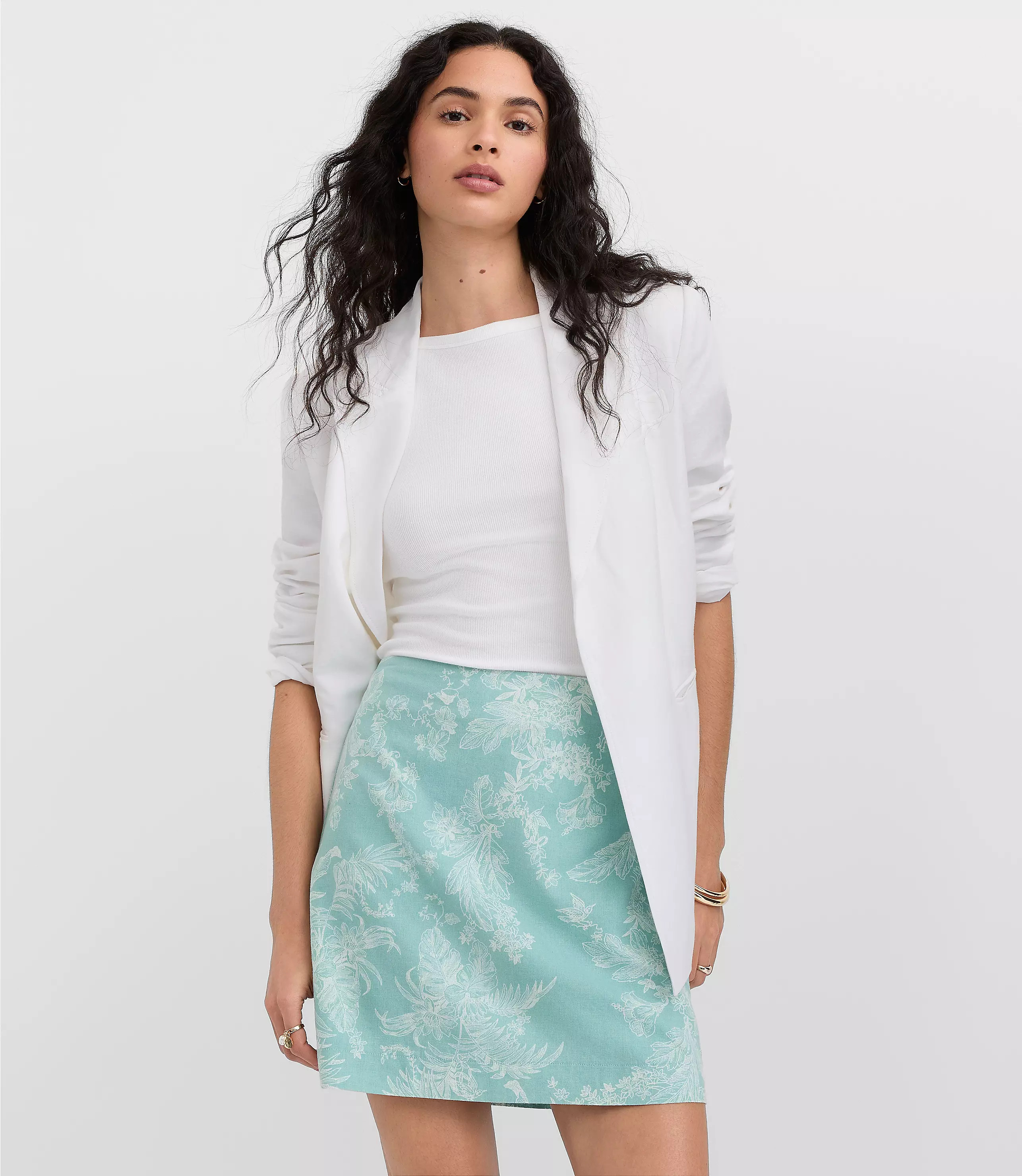 Floral Toile Linen Cotton Mini Skirt | LOFT