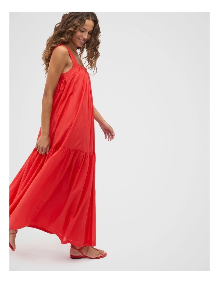 Voile Tiered Maxi Dress in Red | Myer