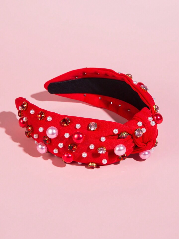 1pc Ladies' Korean Style Beaded Hair Hoop With Pearl Decoration For Valentine'S Day | SHEIN