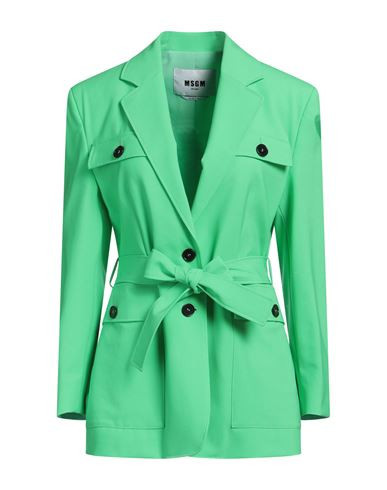 Msgm Woman Blazer Green Size 10 Virgin Wool, Elastane | YOOX (US)