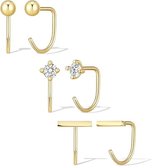 Backless Half Hoop Earrings for Women 14K Gold Silver Plated | Amazon (US)