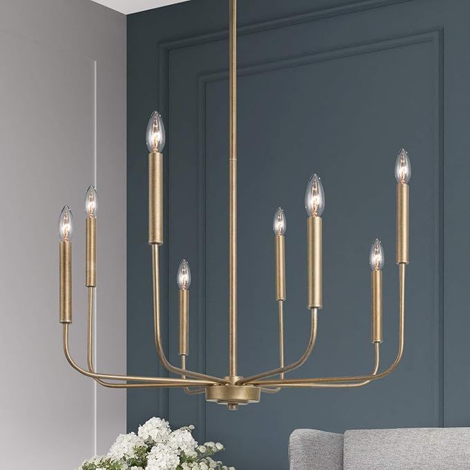 LALUZ Champagne Gold Chandelier, Modern Light Fixture for Bedroom, Foyer, Dining & Living Room, K... | Amazon (US)