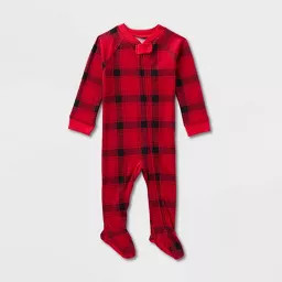 Baby Plaid Ribbed Holiday Matching Family Footed Pajama - Wondershop™ Red/Black | Target