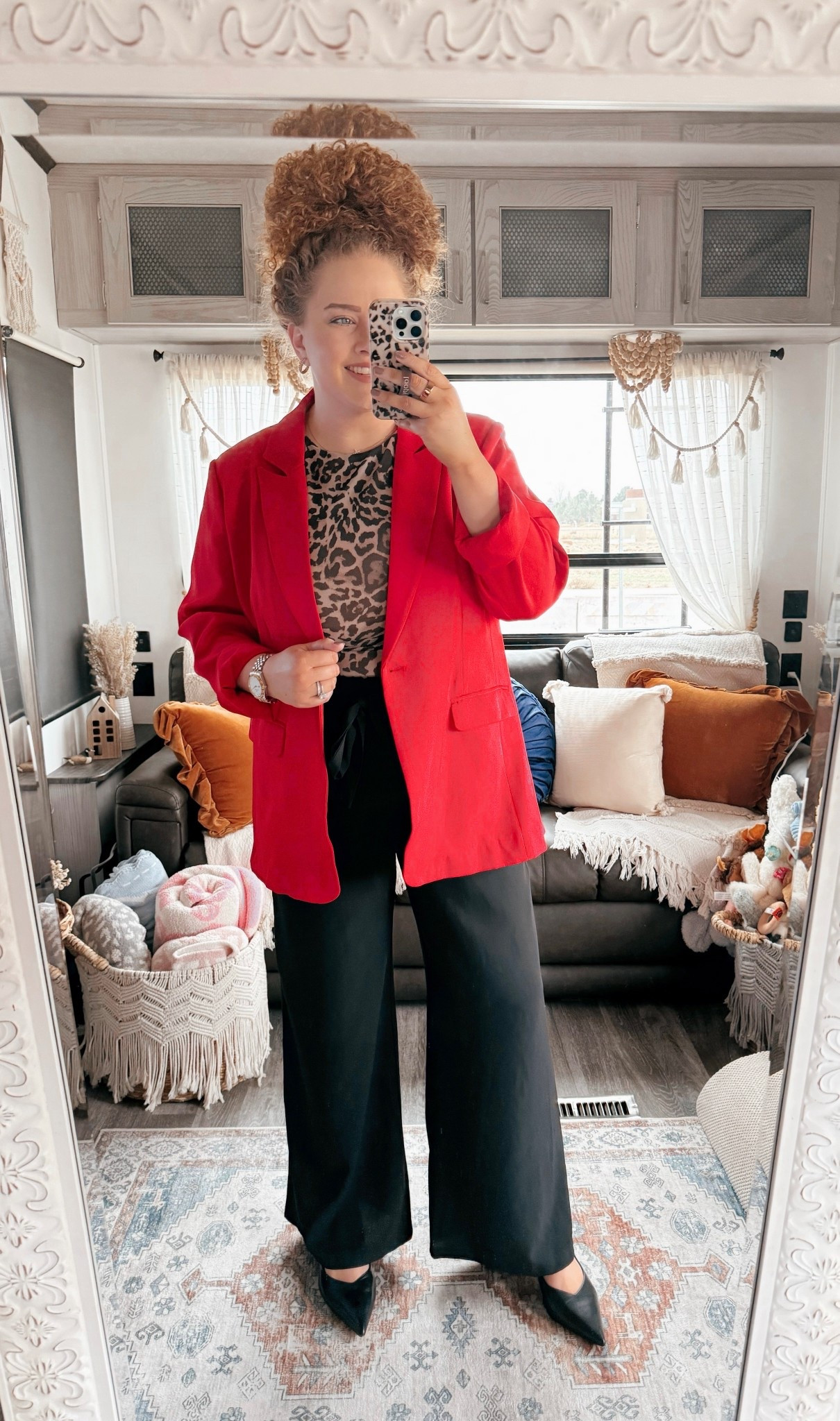 Confident, bold, and still work appropriate ❤️ Perfect for Valentine’s week at the office ✨ valentines day office outfit | valentines work outfit | office outfit women | workwear inspo | fun work outfit | sexy but professional | confident work style | red blazer outfit | amazon blazer | amazon workwear | power blazer women | statement blazer look | leopard print top | leopard tank outfit | animal print work outfit | amazon fashion top | bold office style | black palazzo pants | wide leg work pants | amazon work pants | business casual women | chic office outfit | modern workwear | professional outfit ideas | office outfit for valentines | date night to office look | desk to dinner outfit | women work fashion | affordable work outfits | amazon outfit ideas

#LTKMidsize #LTKWorkwear #LTKootd