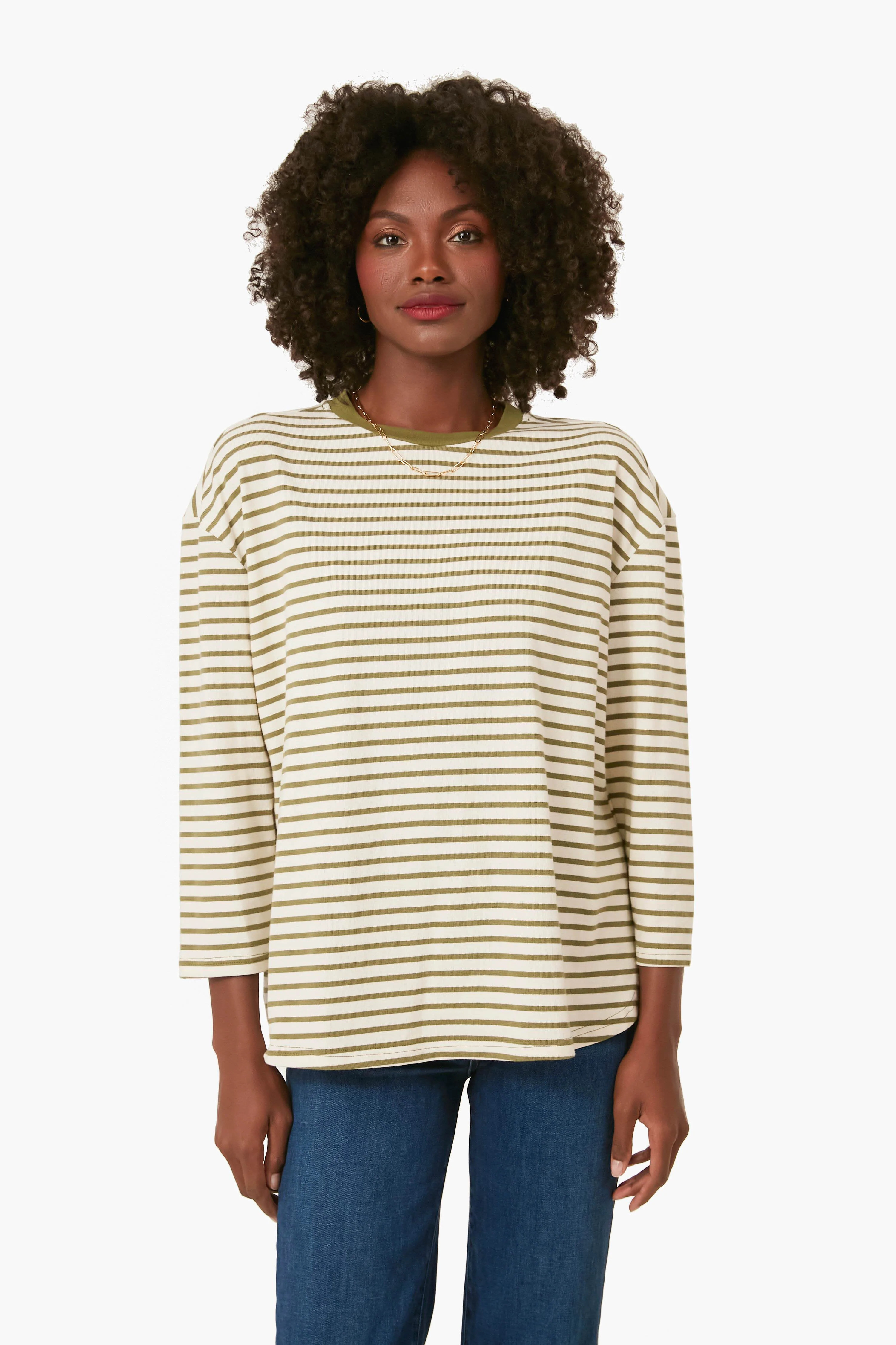 Olive Striped Knit Popover | Tuckernuck (US)
