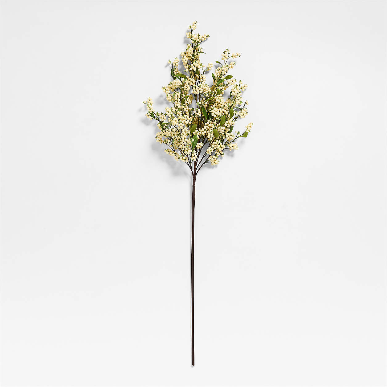 Faux White Berry Stem with Leaves 60" | Crate & Barrel | Crate & Barrel