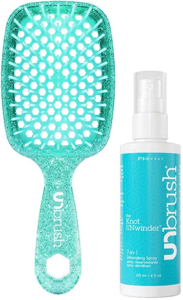 FHI HEAT UNbrush Wet & Dry Vented Detangling Hair Brush and UNwinder Detangling Spray Haircare He... | Amazon (US)