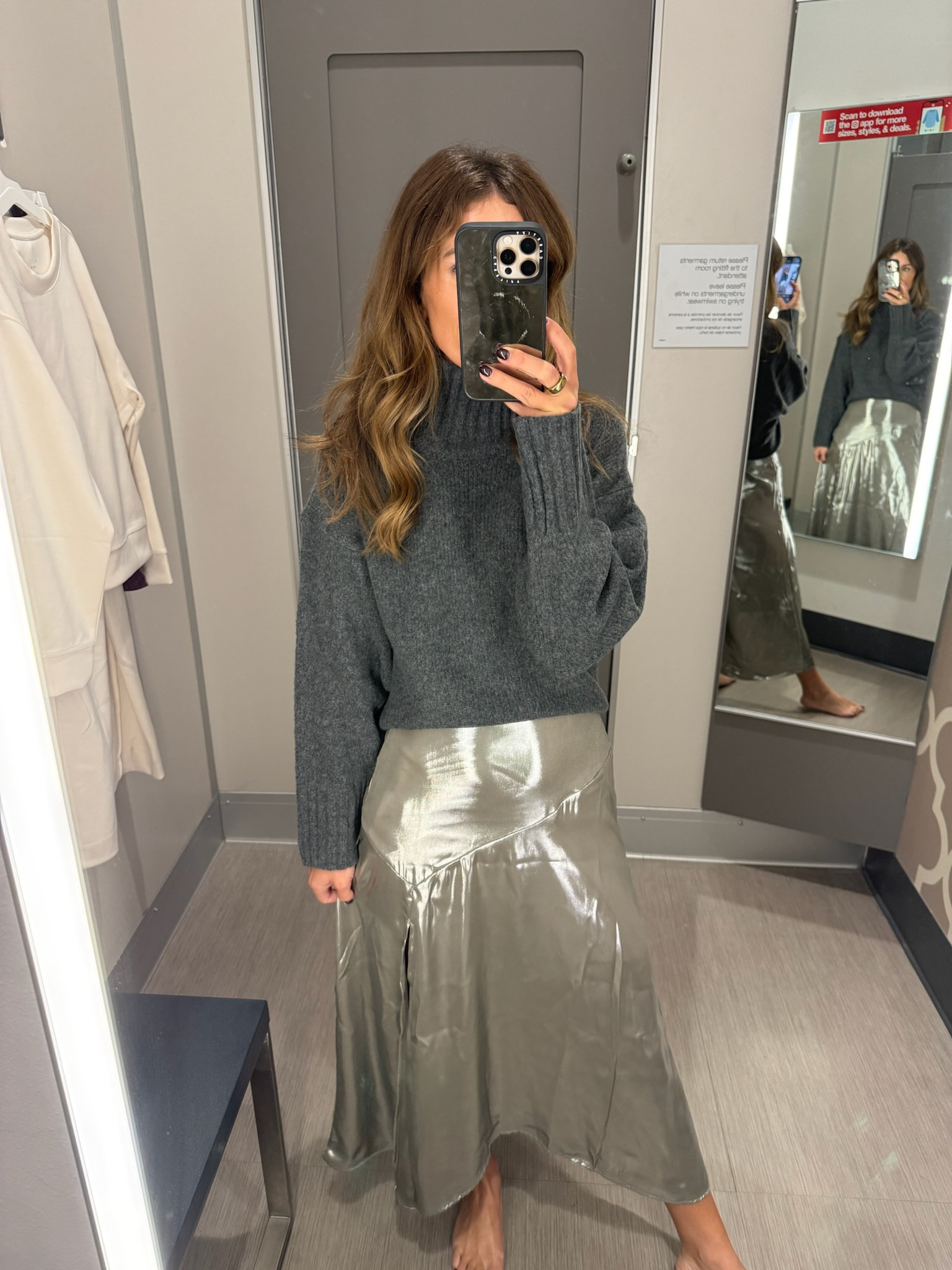 Target metallic skirt is now available online! Linked it here along with this cute sweater also from Target!🎯 

#LTKHoliday #LTKParties #LTKStyleTip