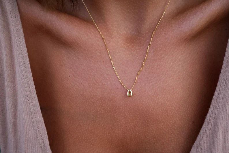 14k Gold Plated 3D Bubble Letter Name Necklace Custom Name - Etsy | Etsy (US)