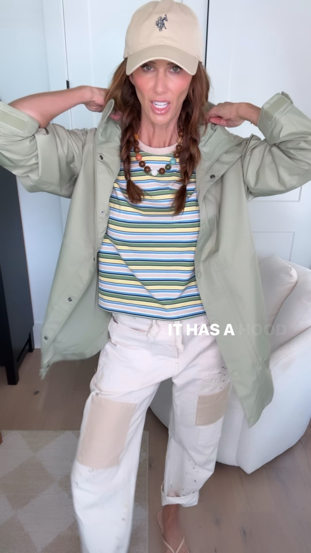 the rain jacket i’m obsessed with // wearing rain or shine // greens + yellows