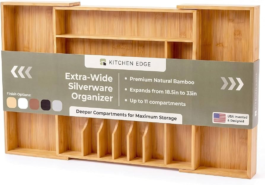 KitchenEdge Premium Silverware, Flatware and Utensil Organizer for Kitchen Drawers, Food-Safe Con... | Amazon (US)