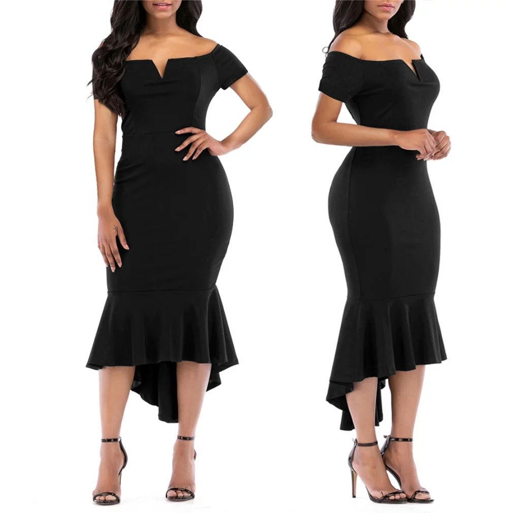 ONLYSHE V-neck Summer Dress for Women Fishtail Evening Midi Dresses for Cocktail Party | Walmart (US)