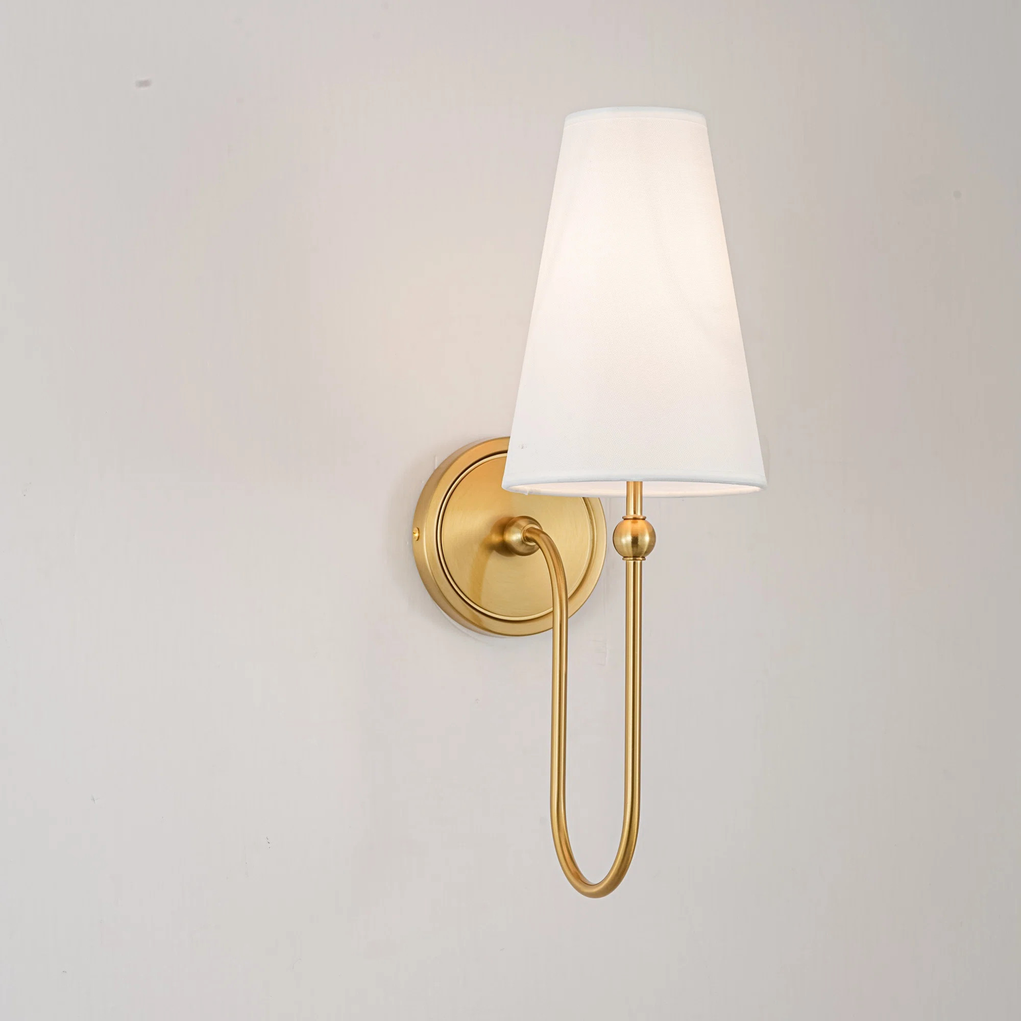 Lumi 1-Light Gold/Black Finish Fabric Wall Sconce | Wayfair North America