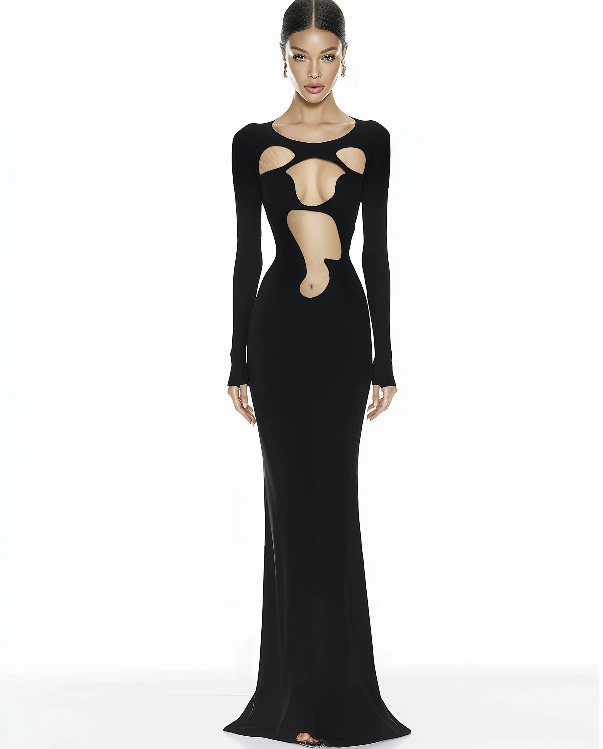 Ava Cutout Bodycon Gown - Black | JW PEI US