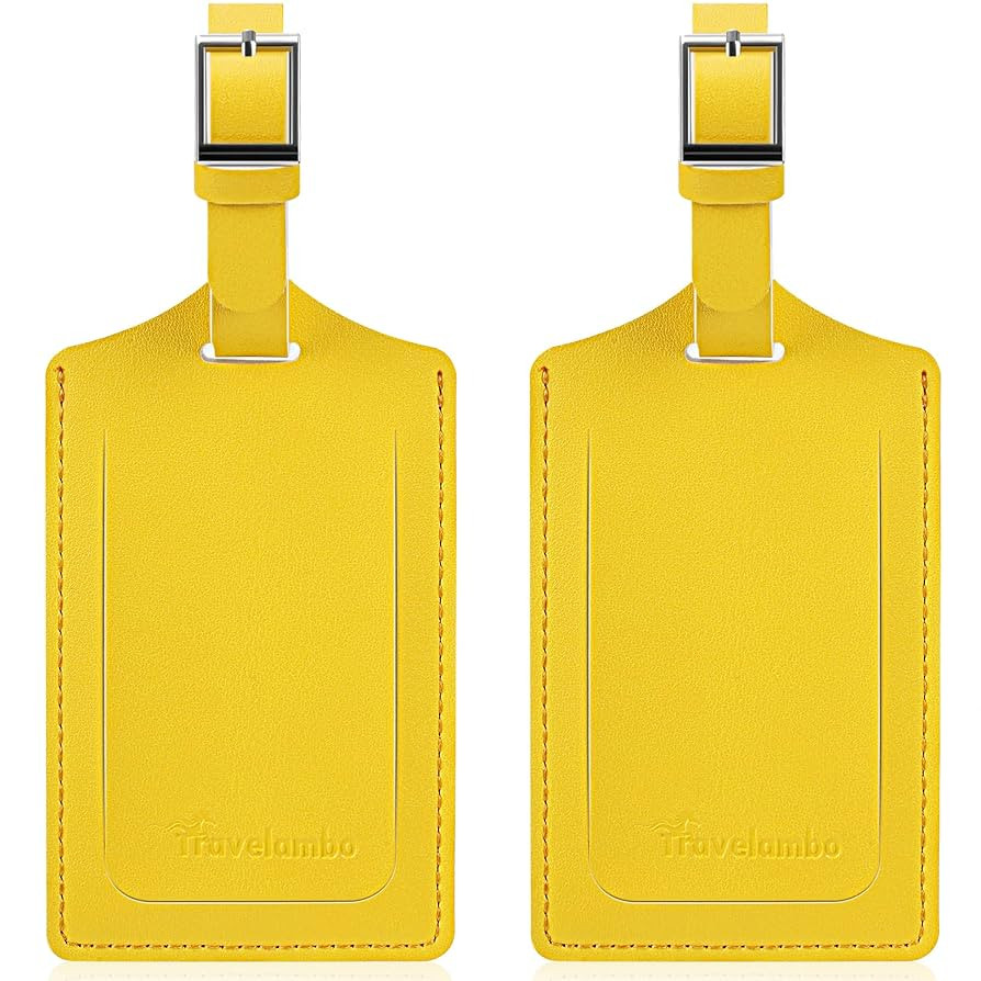 Travelambo Luggage Tags for Suitcases Faux Leather Privacy Protection 2 Pack Bag Tags Travel Acce... | Amazon (US)