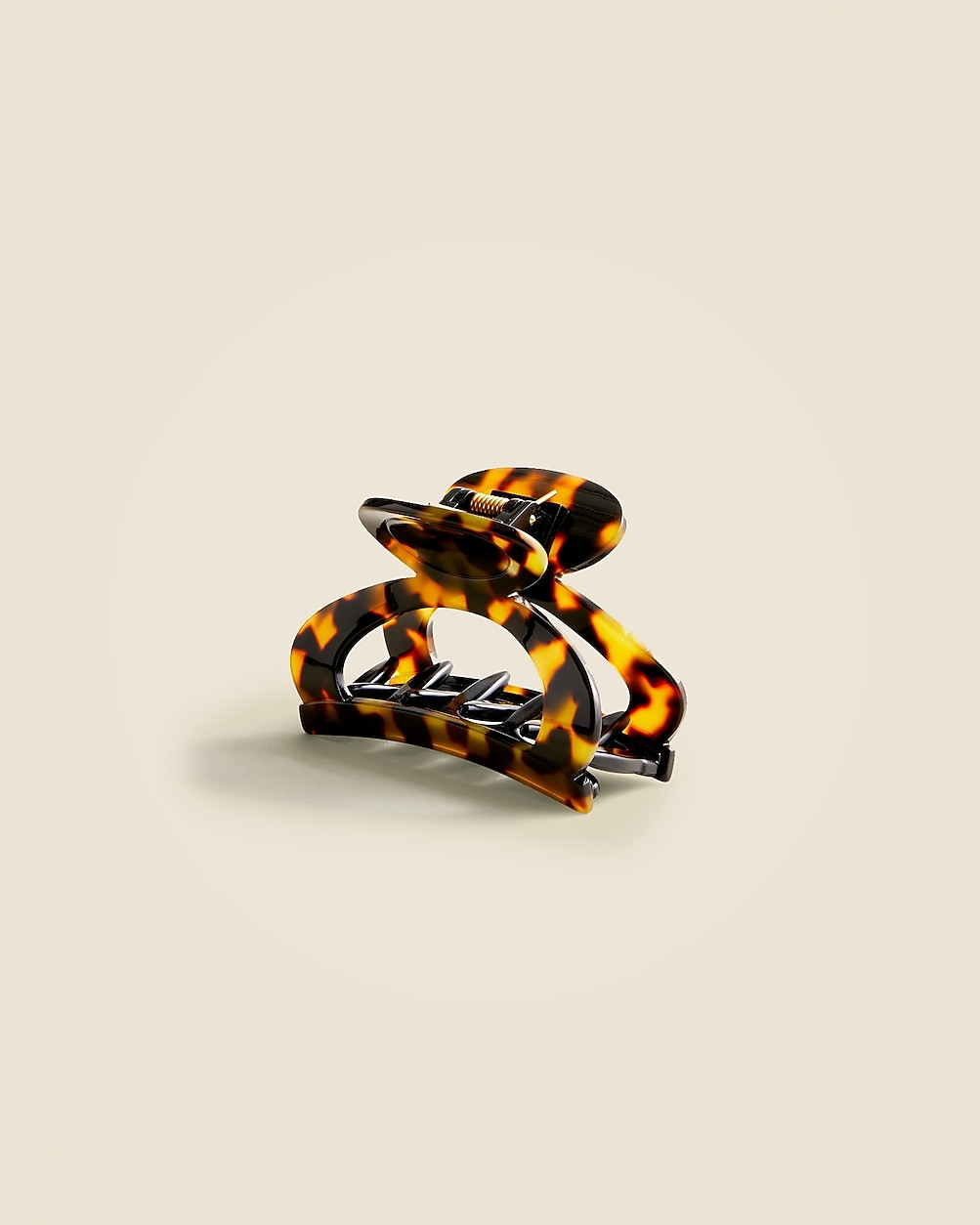 Rounded open-sided hair clip in Italian tortoise | J. Crew US