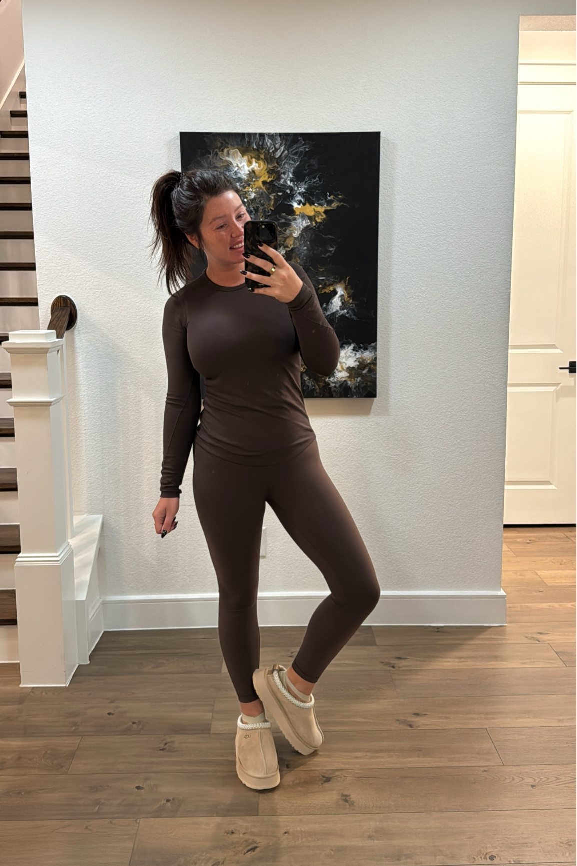 Pilates outfit of the day. Size 8 in leggings & top. Half size up in uggs 

#LTKShoeCrush #LTKActive #LTKFitness