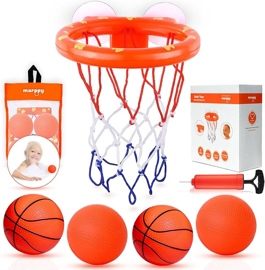 MARPPY Bath Toys - Bathtub Basketball Hoop for Toddlers and Kids - Fun Bathtub and Shower Toys wi... | Amazon (US)