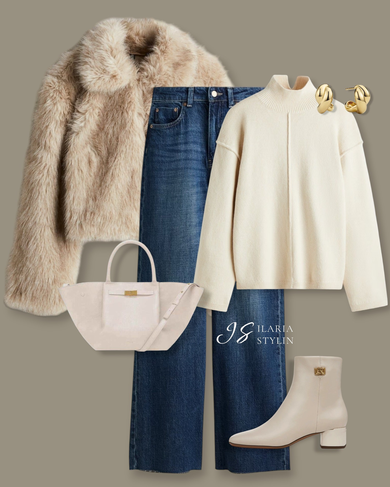 OUTFIT IDEAS: FALL / WINTER autumn outfit, fall outfit, winter outfit, beige coat, cropped coat,  fluffy coat, dark blue jeans, wide leg jeans, cream sweater, mock turtleneck sweater, white bag, handbag, shoulder bag, cream boots, ankle boots, heeled boots, casual chic outfit, chic outfit

#LTKHoliday #LTKStyleTip #LTKSeasonal