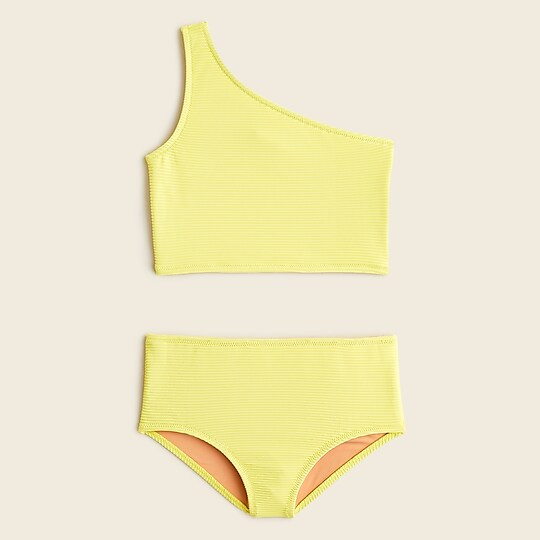 Girls' ribbed one-shoulder two-piece swimsuit with UPF 50+ | J. Crew US