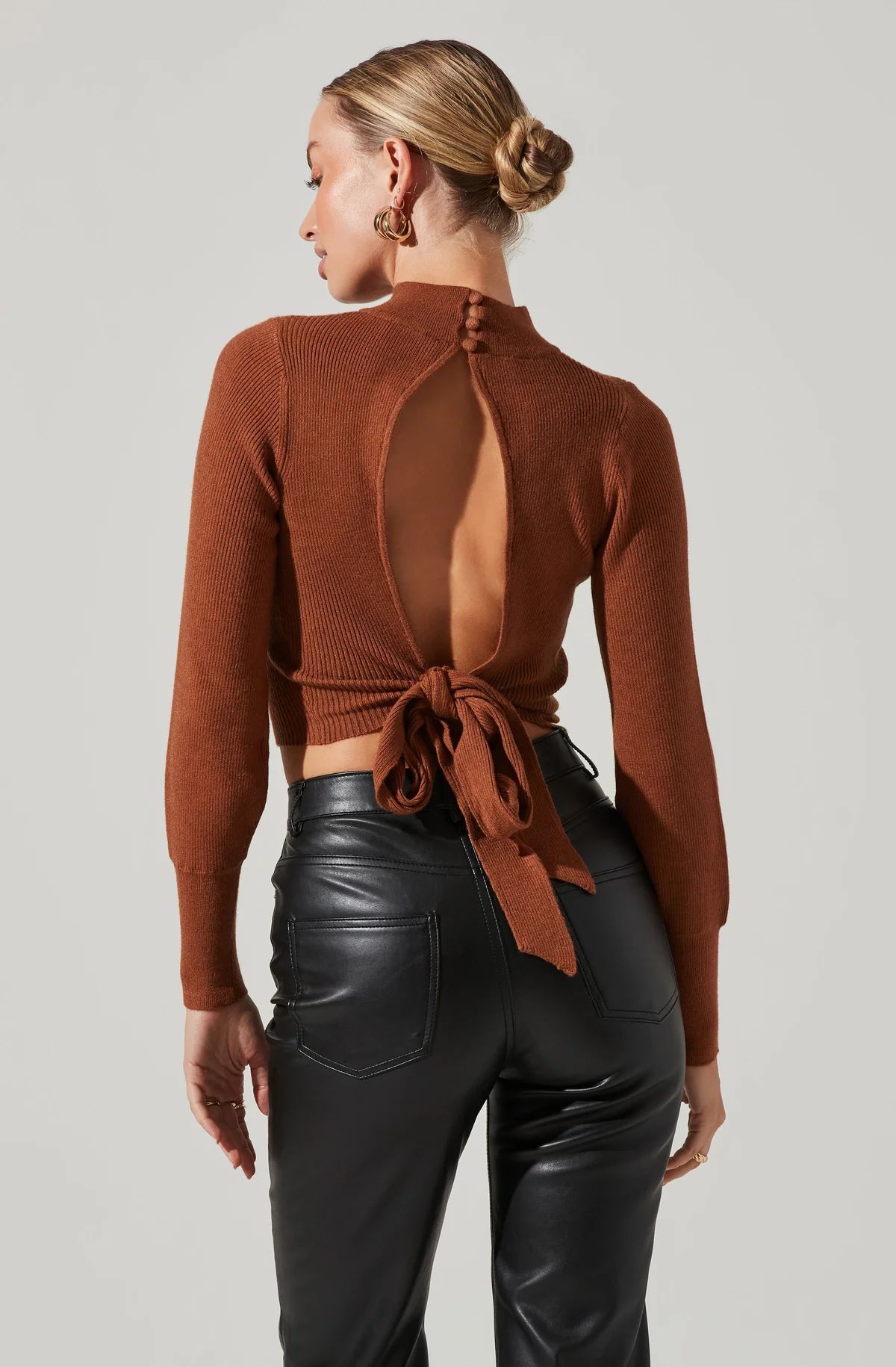 Tie Back Mock Neck Sweater | ASTR The Label (US)