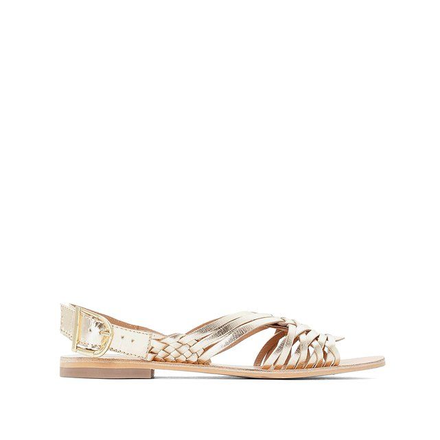 Woven Leather Flat Sandals | La Redoute (UK)