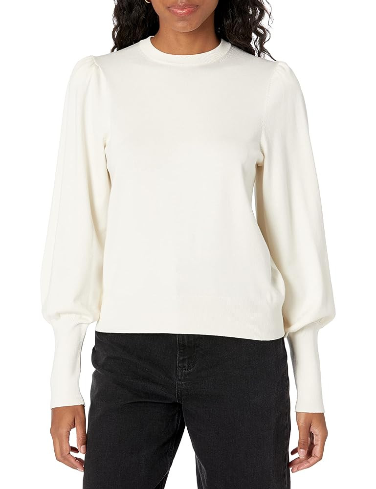 The Drop Women's Vivienne Padded-Shoulder Balloon-sleeve Crewneck Sweater | Amazon (US)