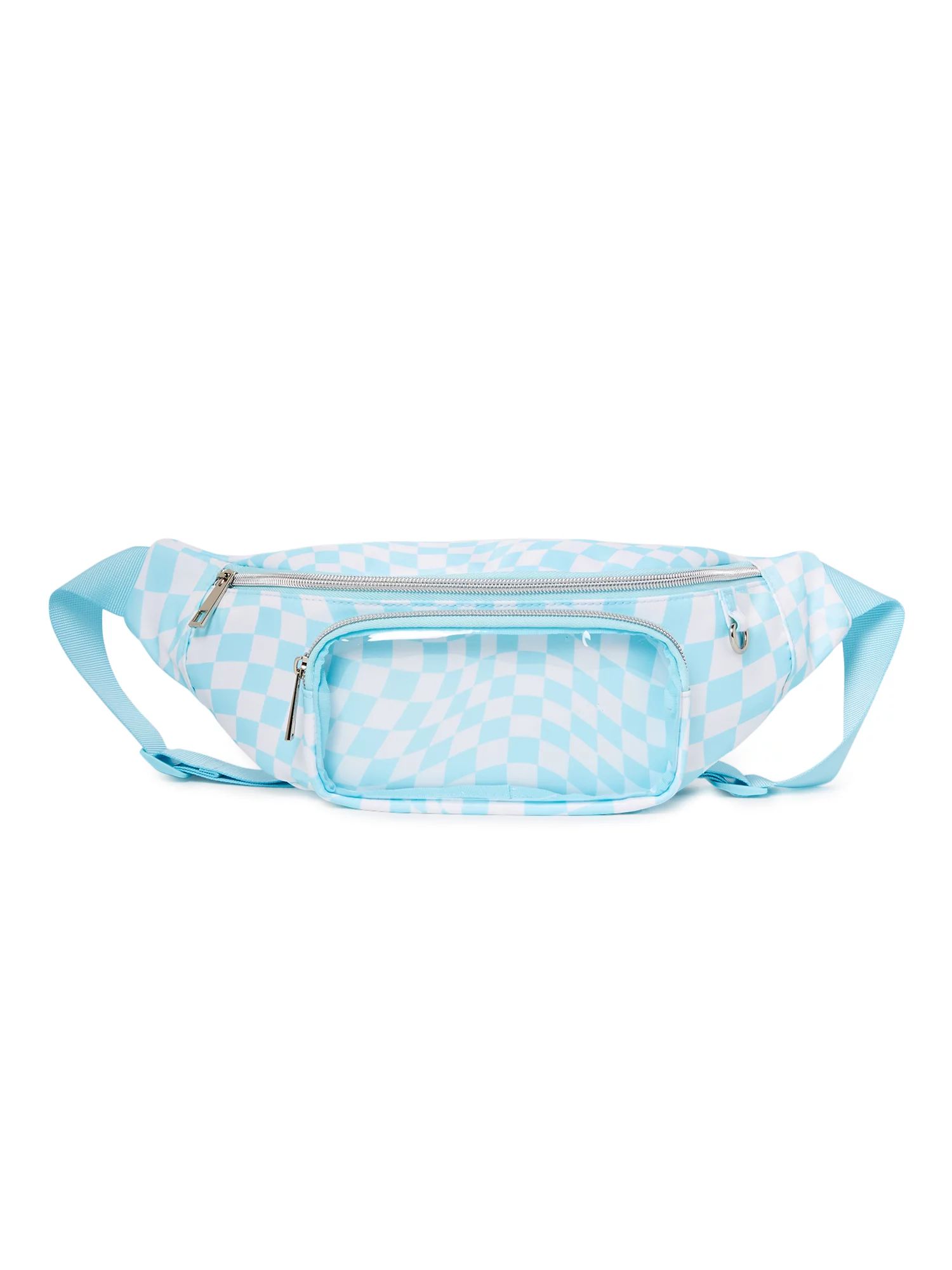 No Boundaries Women's Hands-Free Fanny Pack Aqua Spa Checker - Walmart.com | Walmart (US)