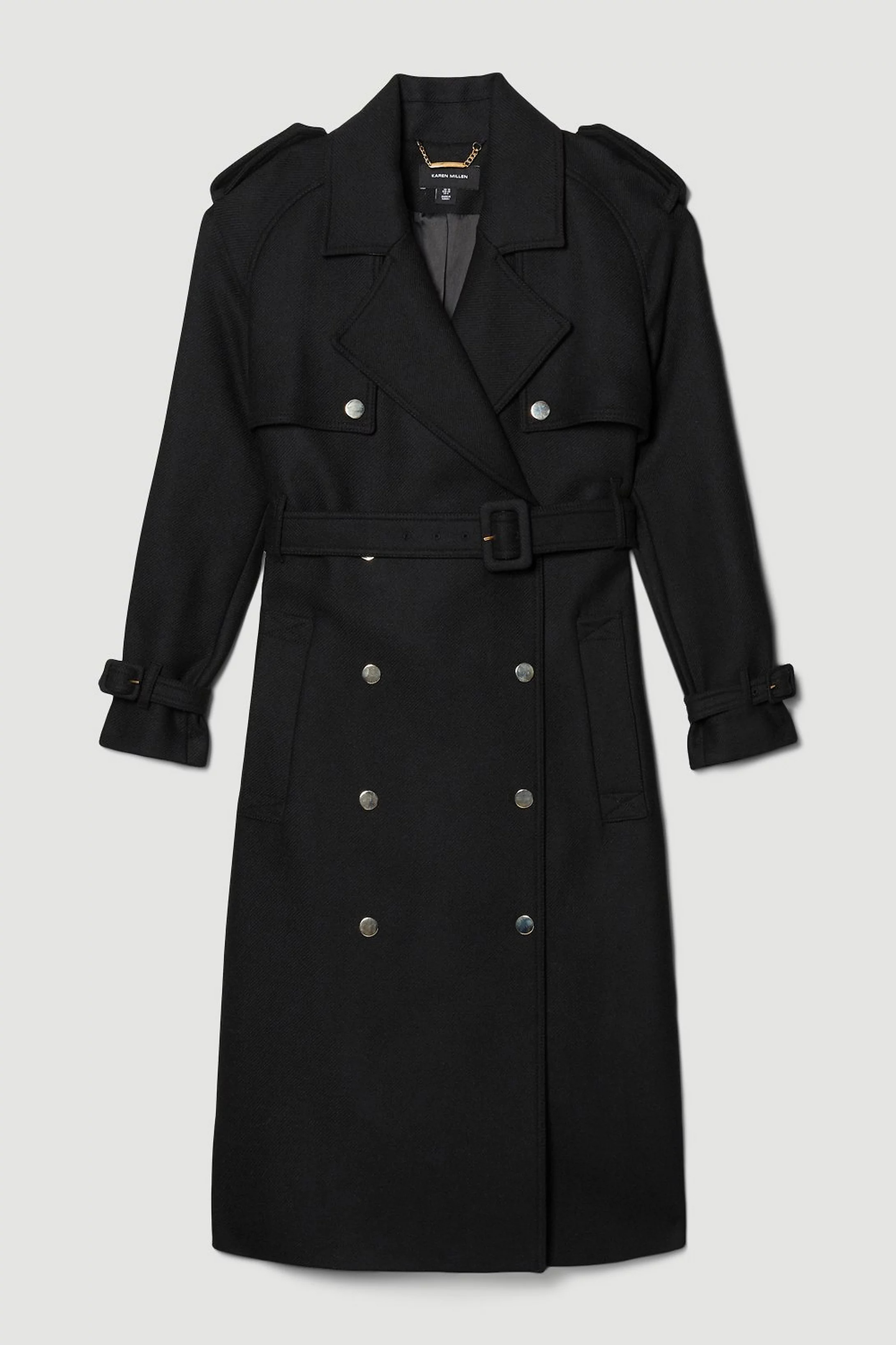 18.01 Classic Italian Virgin Wool Trench Coat | Karen Millen UK + IE + DE + NL