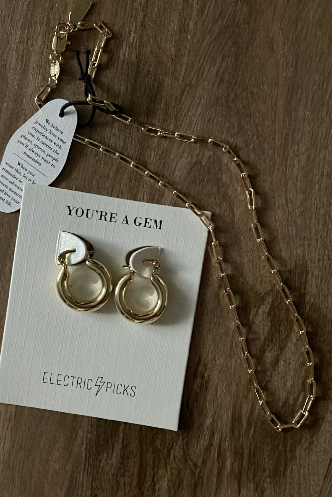 Mini gold hoops and chain necklace 