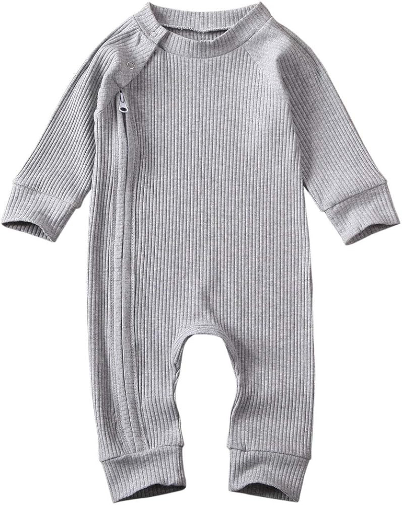 CIYCUIT Newborn Baby Boy Girl Romper Clothes Infant Solid Ribbed Onesie Bodysuit Jumpsuit Outfits | Amazon (US)