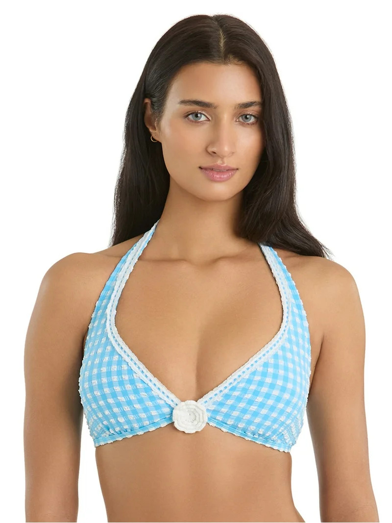 Jessica Simpson Women's Gingham Halter Bikini Top, Sizes XS-2XL | Walmart (US)