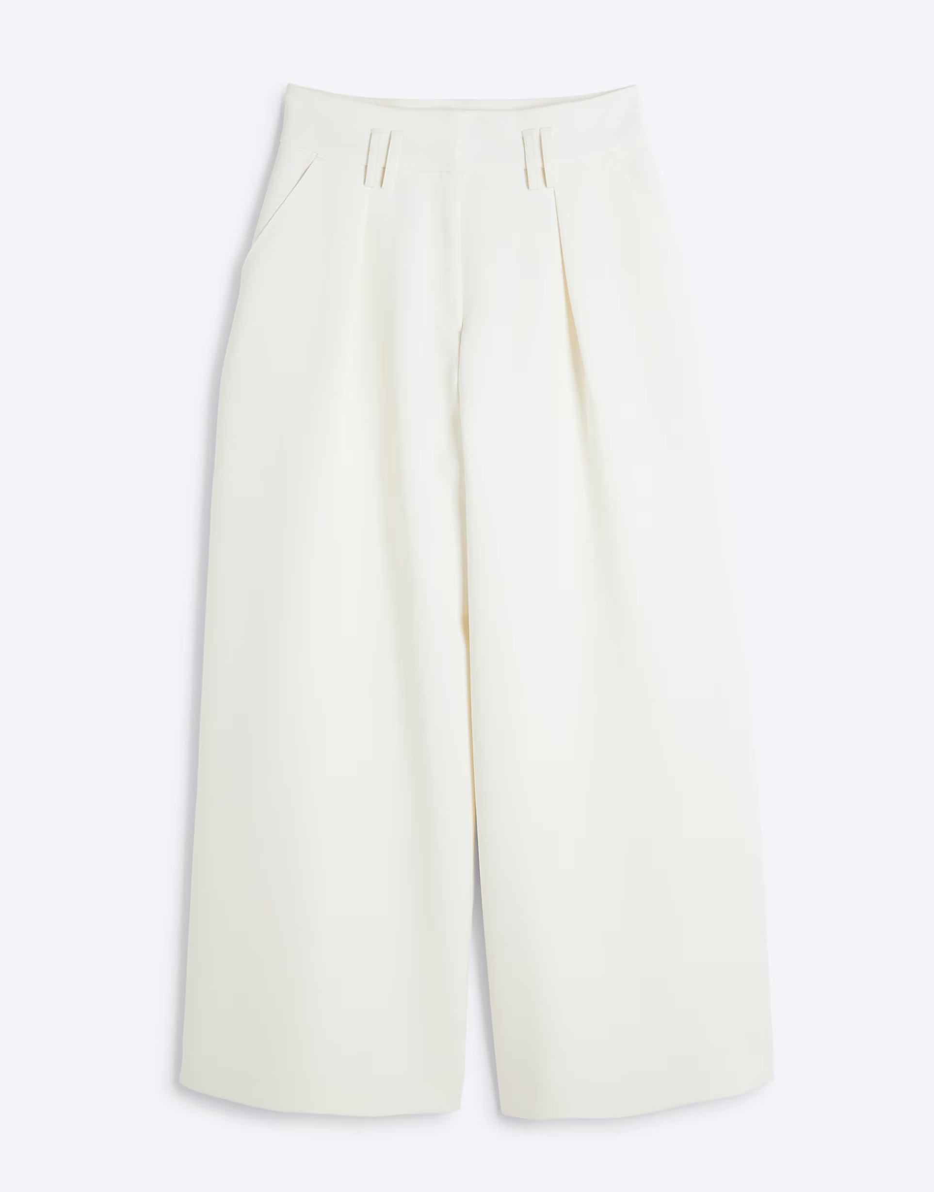 River Island petite high waisted wide leg trouser in cream | ASOS (Global)