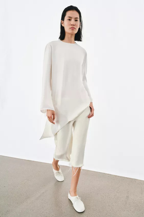 ZW COLLECTION SATIN ASYMMETRIC TOP | Zara US