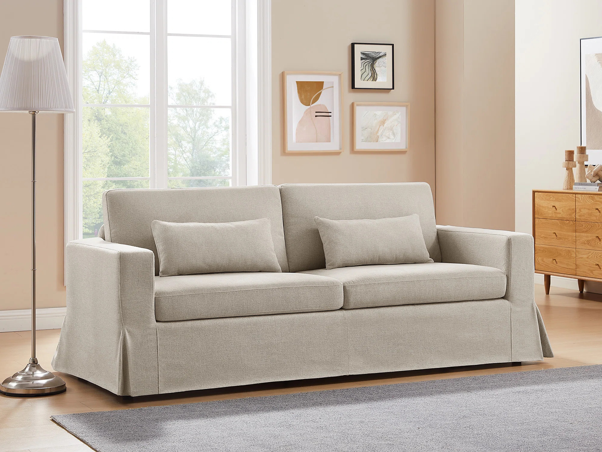George Oliver 83.9" MINIMORE Modern Style Brenda Sofa With Slipcover & Reviews | Wayfair | Wayfair North America