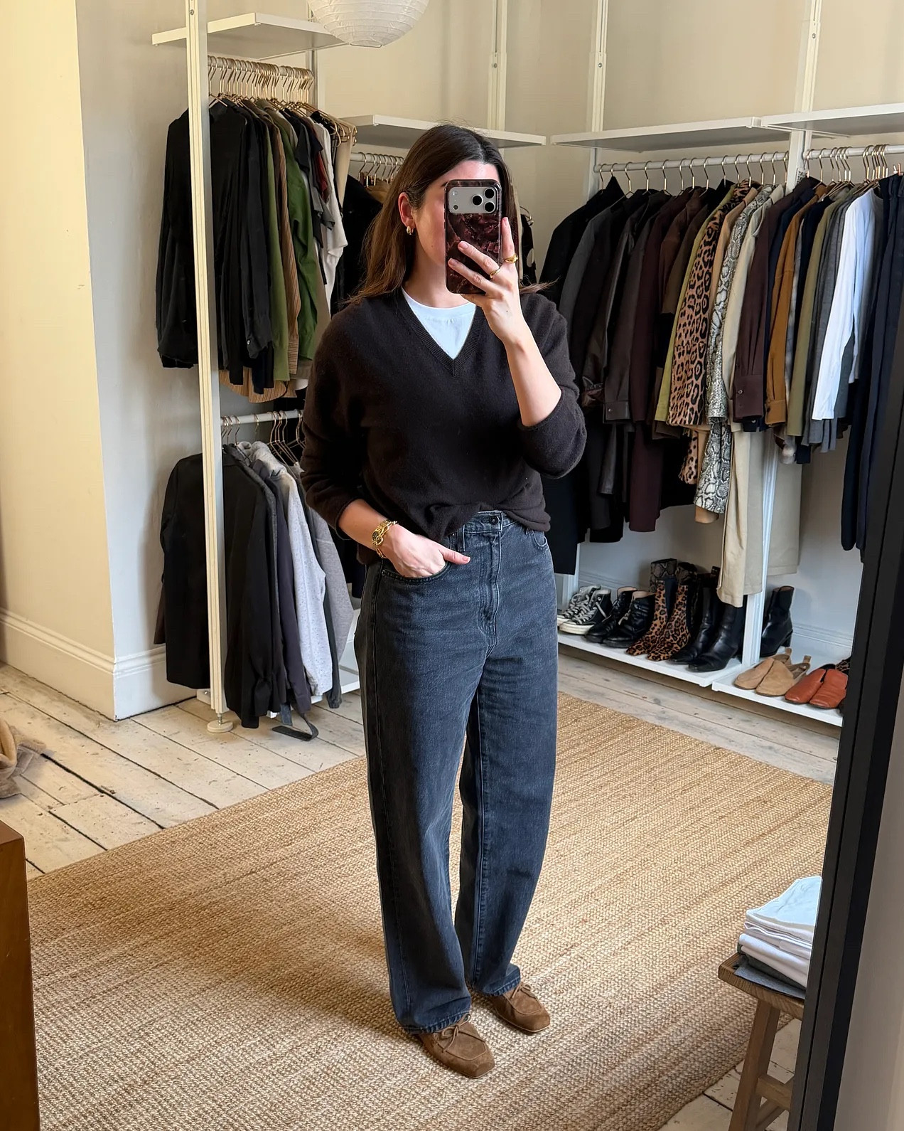 Monochrome all black look with a hint of white tee, vintage v neck jumper, similar linked below 

#LTKwinter #LTKstyletip