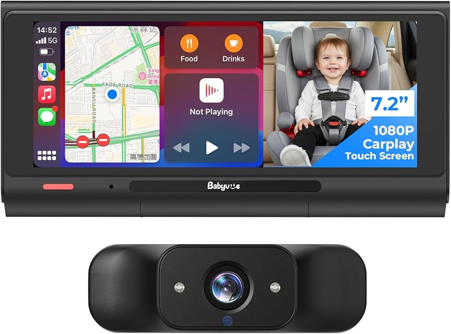 Babyvue BV7 7.2" Baby Car Camera with Carplay Split Screen and Recording, 1080P IR Night Vision C... | Amazon (US)