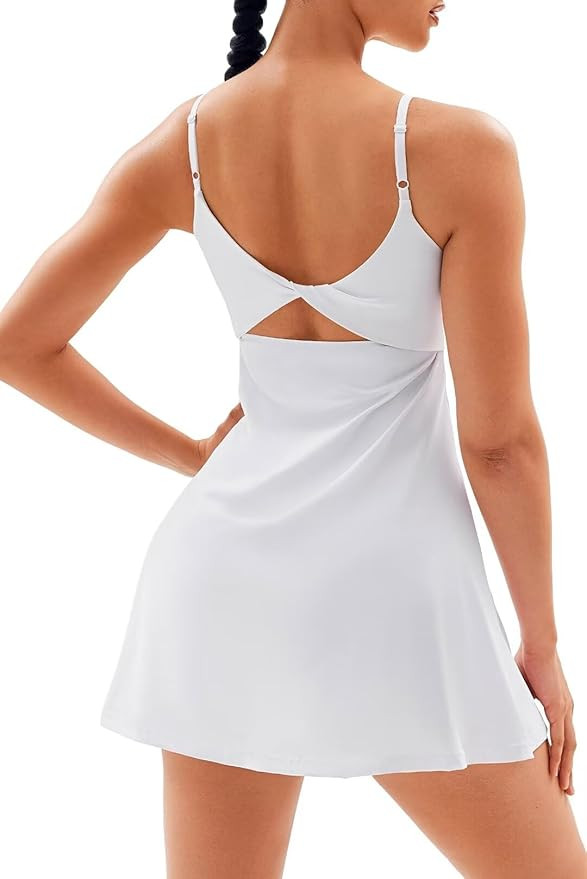 Vertvie Women's Tennis Dress with Built-in Shorts & Bra Workout Backless Golf Dress Activewear Ex... | Amazon (US)
