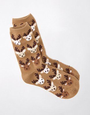 AE Reindeer Crew Sock | American Eagle Outfitters (US & CA)