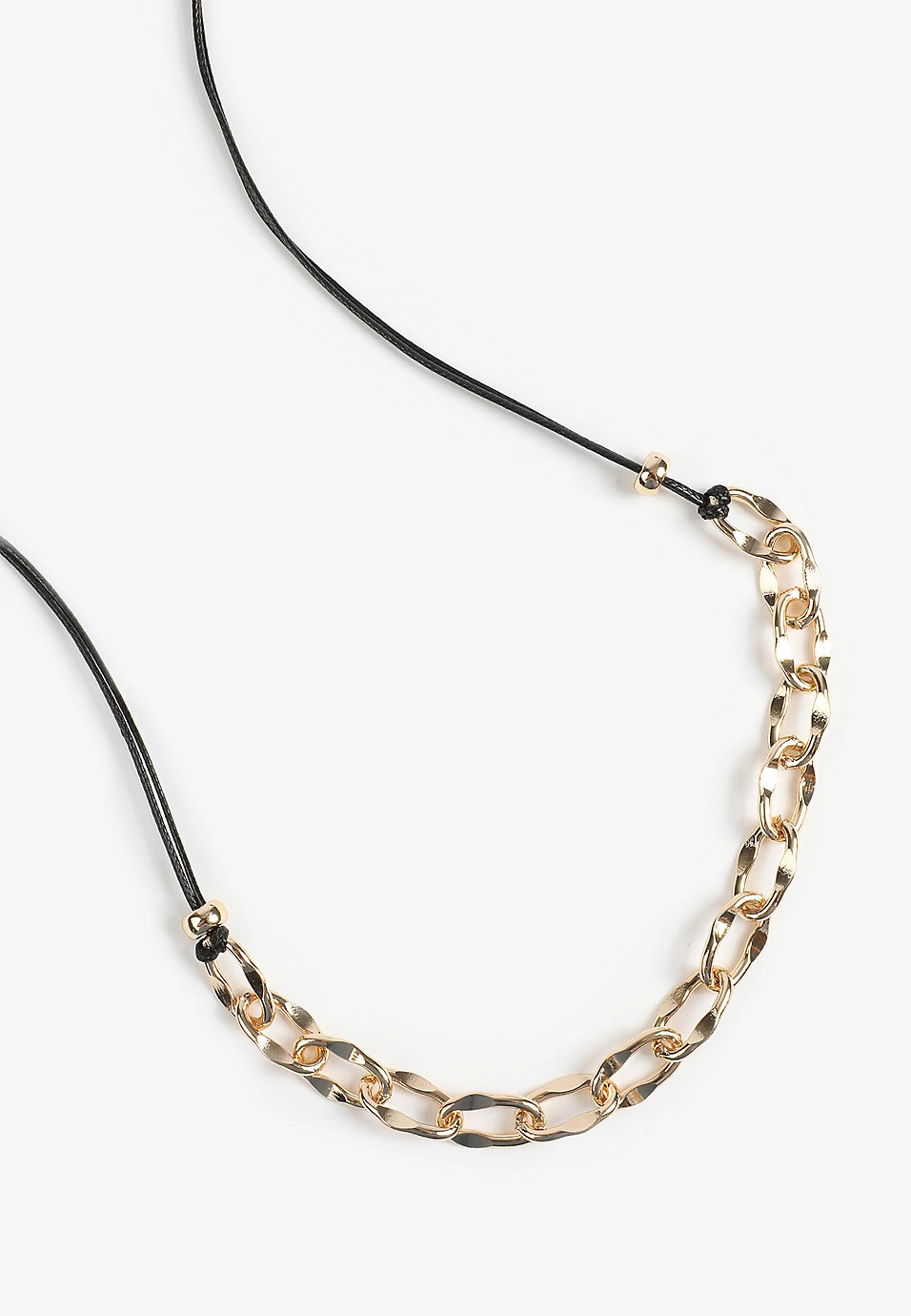 Black Cord And Gold Link Necklace | Maurices