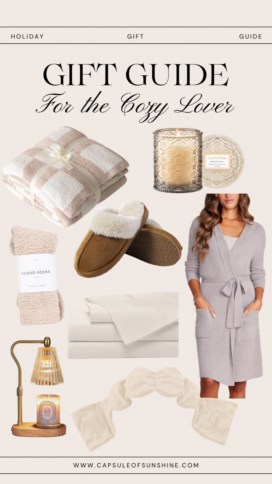 Gift guide for the cozy lover 

Barefoot dreams cozy chic lite ribbed robe / La Jolie muse candle vanilla coconut / Fuzzy buffalo checkered blanket / Candle warmer / Cloud socks / Fuzzy slippers / Cozy earth sheet set 

#LTKCyberWeek #LTKGiftGuide #LTKHoliday