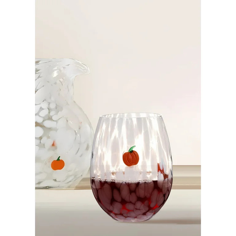 Way to Celebrate Halloween Stemless Wine Glass Pumpkin Tie Dye - Walmart.com | Walmart (US)