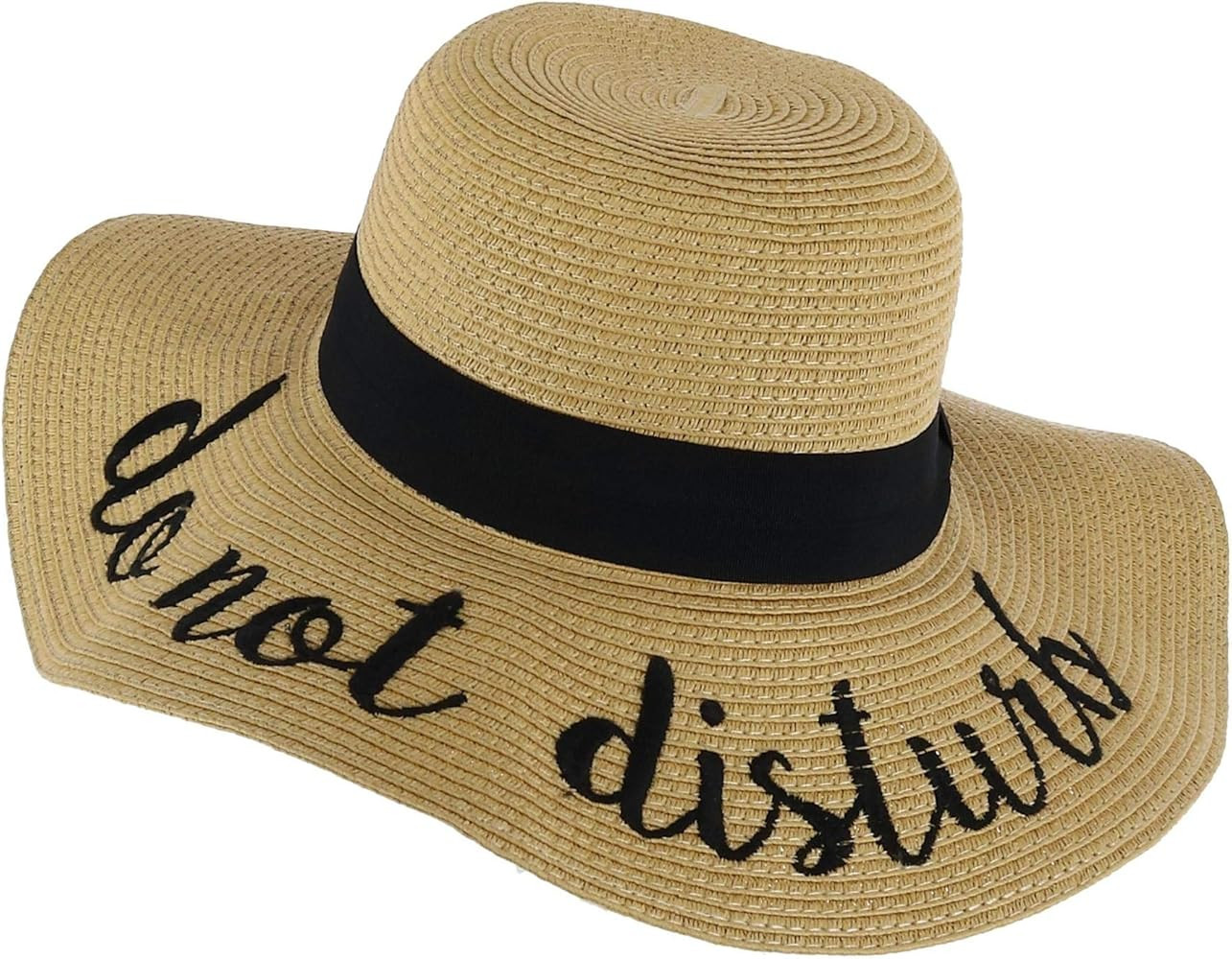 Fun Verbiage Elegant Wide Brim 4" Summer Derby Beach Pool Floppy Dress Sun Hat | Amazon (US)