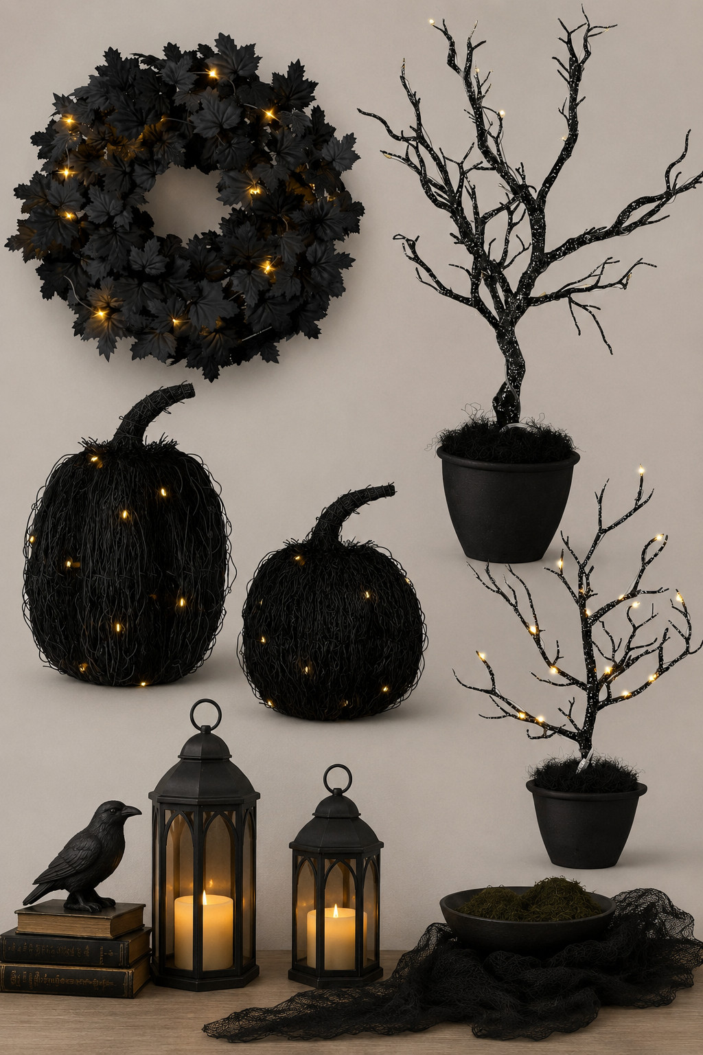 Halloween decor that’s spooky without feeling cheesy 🖤 These lighted black trees, pumpkins, wreath and lanterns create the prettiest warm glow while still keeping everything elevated and stylish. Perfect for mixing and matching throughout your home all season long!

#HalloweenDecor #HalloweenHome #SpookySeason #FallDecor #HalloweenFinds #LightedDecor #BlackHalloweenDecor

#LTKdayinmylife #LTKHome
