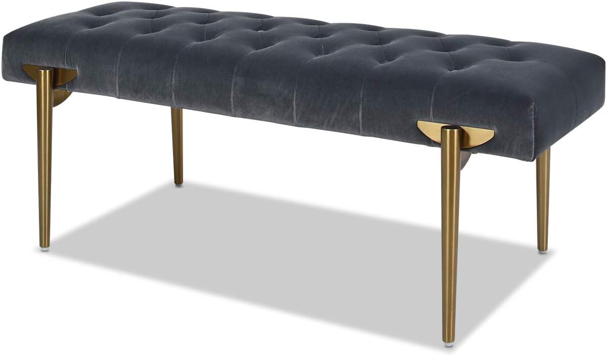 Jennifer Taylor Home Andie Upholstered Gold Accent Bench, Steel Gray Performance Velvet | Amazon (US)