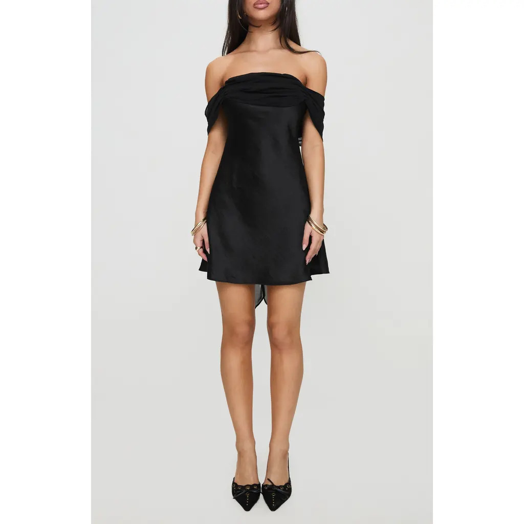 Princess Polly Adoration Off the Shoulder Minidress in Black at Nordstrom Rack, Size 6 | Nordstrom Rack