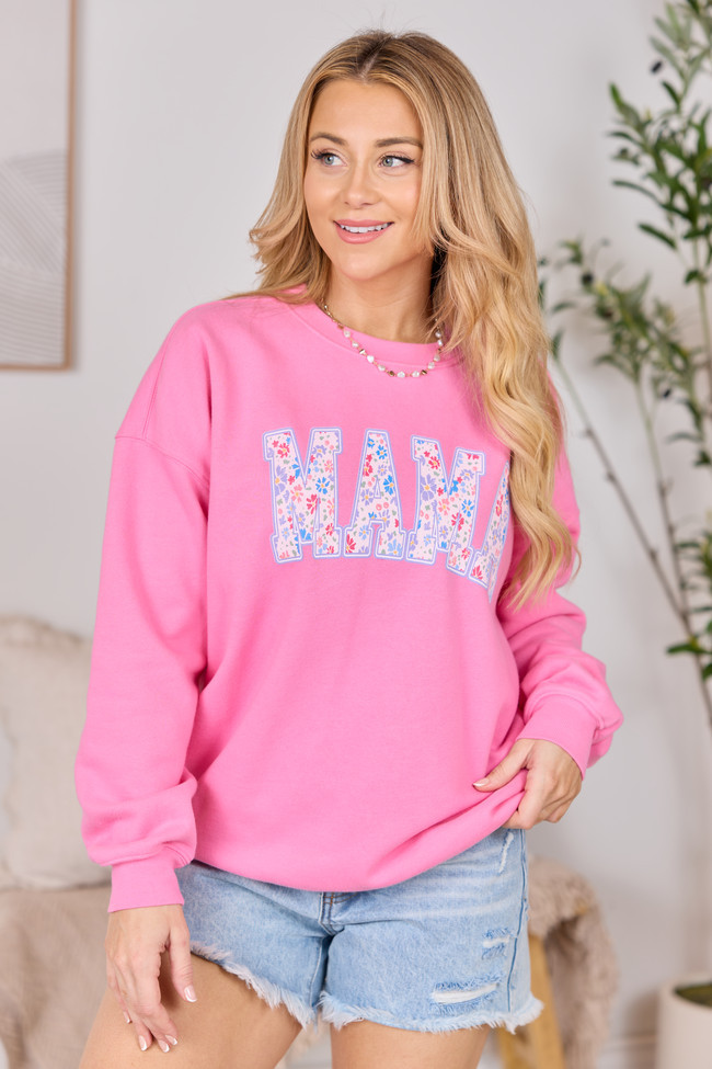 Mama Floral Pink Graphic Sweatshirt | Pink Lily