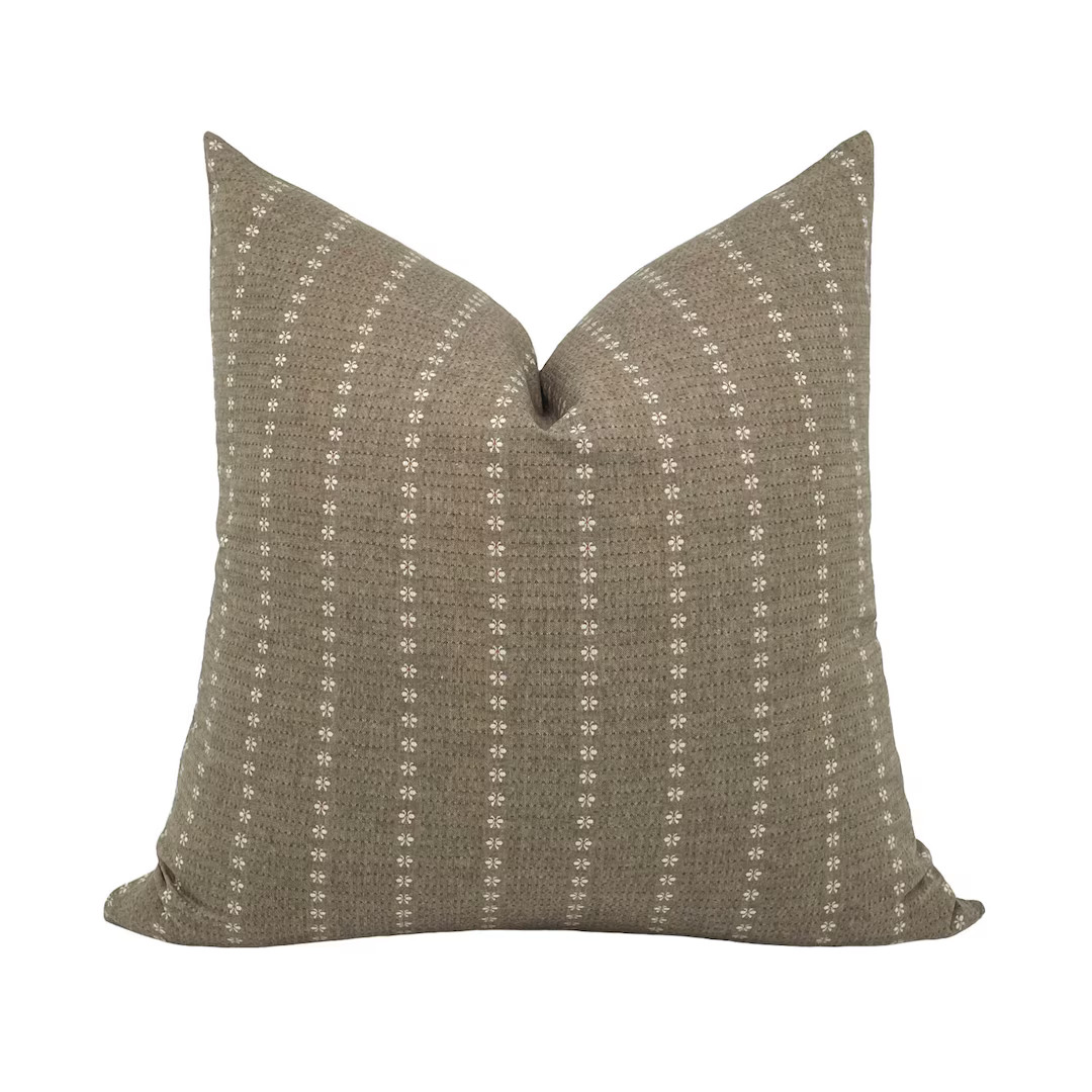 DAISY Light Brown Striped Pillow Cover Handwoven Earthy - Etsy | Etsy (US)