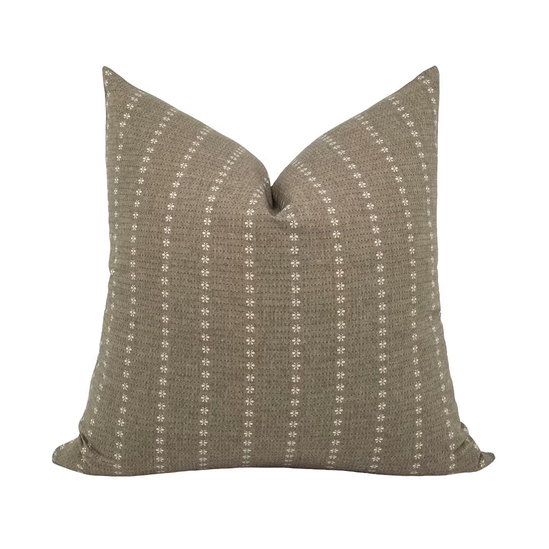 DAISY || Light Brown Striped Pillow Cover, Handwoven Earthy Neutral Modern Decor, Lumbar | Etsy (US)
